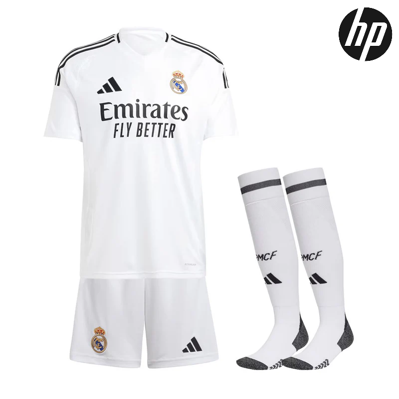 Kit - Real Madrid Domicile 24/25 - Symbole HP inclus - Vue de face