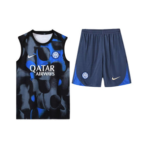 Inter Milan 25/26 - Équipement de Entraînement - Manches Cava - Noir et Bleu Qatar Airways