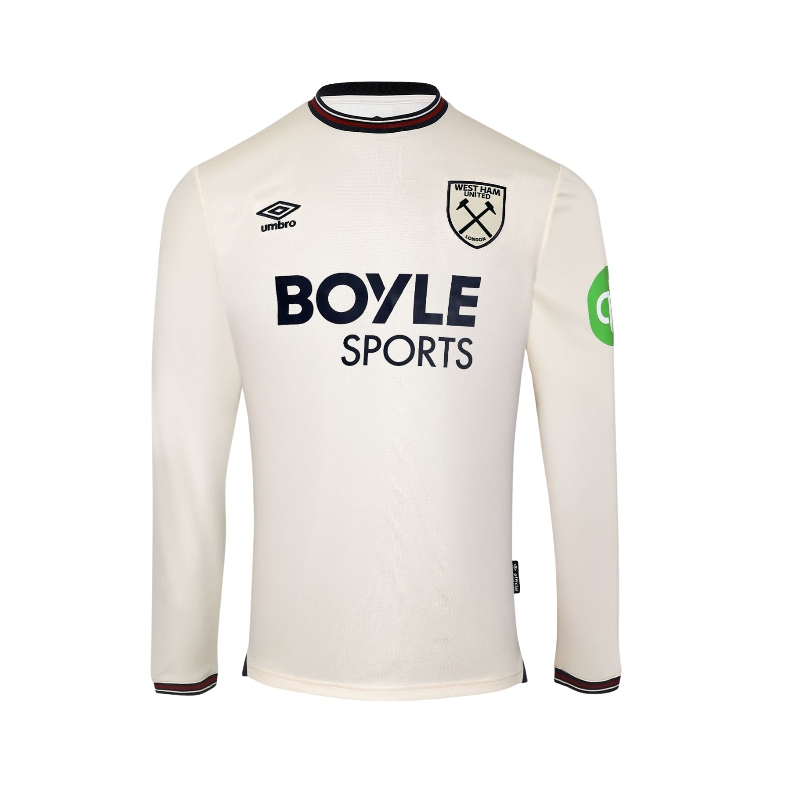 West Ham United Extérieur 25/26 - Tous les Sponsors - Manches Longues - Vue de face