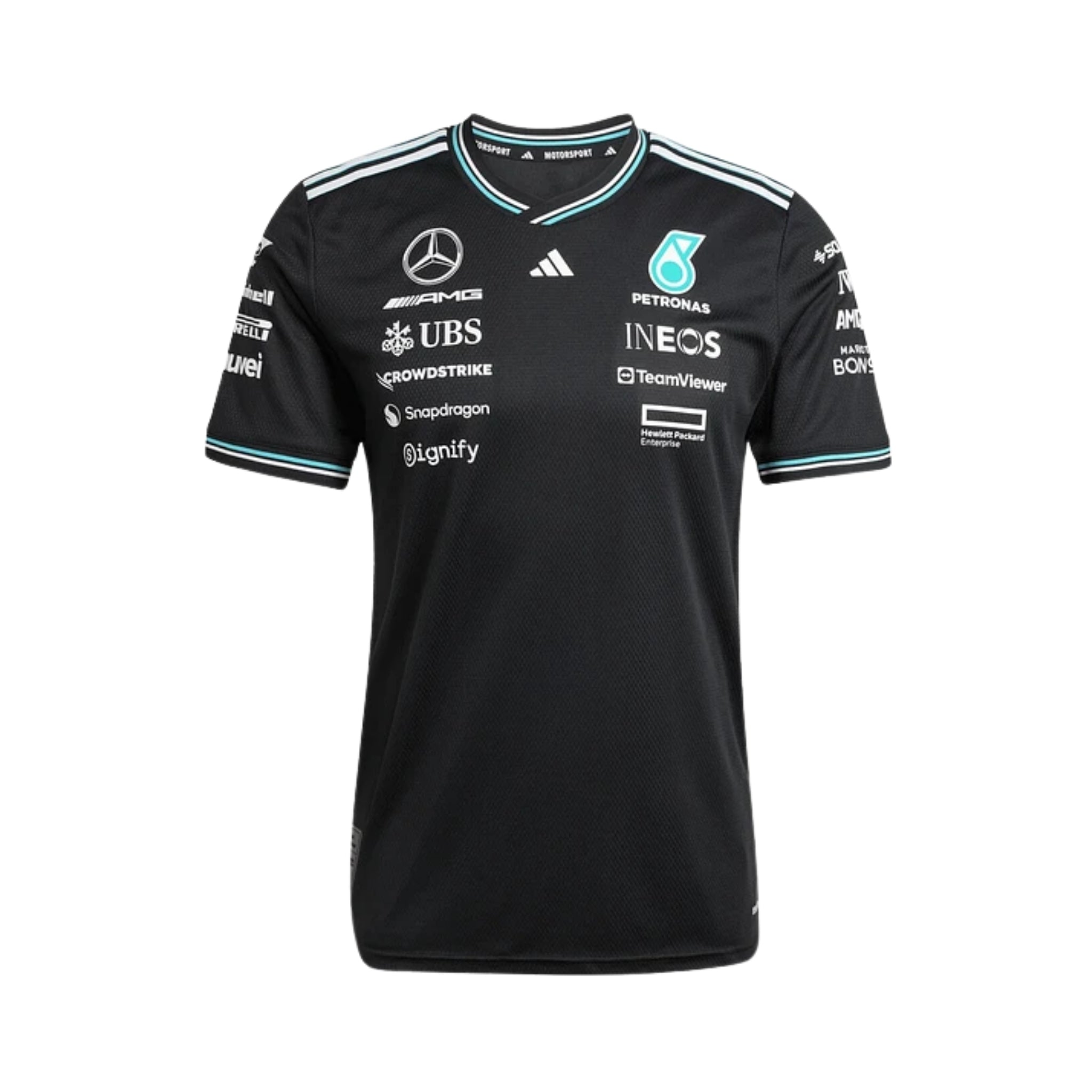 T-Shirt Mercedes AMG Petronas F1 2025 - Noir - Vue de face