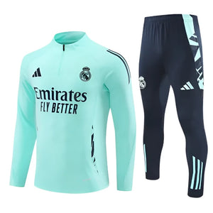 Real Madrid 2024/25 - Survêtement - 1/2 Zip - Vert Menthe et Bleu Marine